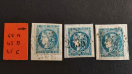 FRANCE CERES EMISSION DE BORDEAUX 45A + 45B + 45C SUR FRAGMENT COTE +350€ - 1870 Bordeaux Printing