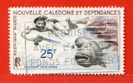 REF102 > NOUVELLE CALEDONIE > PA N° 69 Ø > Oblitéré Dos Visible > Used Ø - NCE > Chasseur Sous Marin - Usados