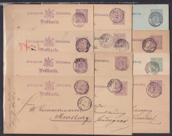 Württemberg 1877 Bis 1905 Partie 12 Zierstempel Auf Ganzsachen : Dörzbach/Soefflingen/Trossingen Etc - Interi Postali