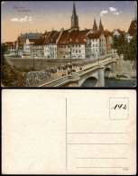 Ansichtskarte Ulm A. D. Donau Donau-Brücke Mit Soldaten-Aufmarsch 1910 - Ulm