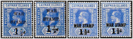 Cayman Islands KGV 1917 4 Values War Stamp Overprints Mounted Mint C1 - Kaaiman Eilanden