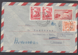 GANZSACHE MIT ZUSATZFRANKATUR AUS BELGRAD NACH HAMBURG DANN BREMEN, 1954. - Enteros Postales