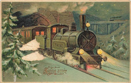 N°25423 - Carte Gaufrée - Bonne Année - Train (état) - New Year