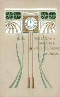 N°25431 - Carte Gaufrée - Art Nouveau - Horloge - New Year