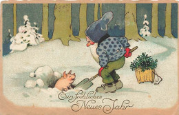 N°25433  - Nouvel An - Baumgarten - Ein Fröhliches Neues Jahr - Lutin Creusant Un Trou Pour Un Cochon - New Year