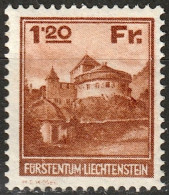 Liechtenstein 1933: Schloss Vaduz  1.20 Fr. (Kleinformat) Zu 100 Mi 121 Yv 113 ** Postfrisch MNH (Zu CHF 250.00) - Unused Stamps