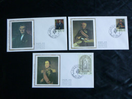 1981 2001 2002 & 2003 FDC's Soie/zijde (Brux : " 150 Anniversaire De La Dynastie Et Du Parlement / 150 Jr Dynastie & P " - 1981-1990