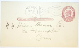 ETATS UNIS USA ENTIER ONE CENT POST CARD MECANIQUE DRAPEAU KEENE NOV 5 1915 TO USA - Covers & Documents
