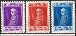 Liechtenstein 1933: 80.Geburtstag Fürst Franz (1853-1938) Zu 101-103 Mi 122-124 Yv 114-116 (Zumstein CHF 225.00 -50%) - Nuevos