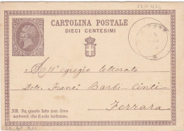 REGNO - ITALIA - GOVONE (CUNEO) INTERO POSTALE C. 10 - VIAGGIATA PER FERRARA 1874 - Postwaardestukken