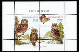 Türkei Türkiye 1998 - Mi.Nr. Block 35 - Postfrisch MNH - Vögel Birds Eulen Owls - Uilen