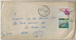 Brazil 1980 Registered Label Cover Sent From Blumenau To Lages Stamp Pope John Paul II In Brasília And Manatee - Cartas & Documentos