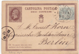 REGNO - ITALIA - ROMA - INTERO POSTALE C. 10 +C. 5 - VIAGGIATA PER BERLIN - GERMANIA -1877 - Postwaardestukken