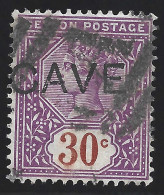 CEYLON 1893 QV 30C SC#140 VIOLET & ORANGE BROWN CAVE COMPANY USED STAMP 12EB0028 - Ceylan (...-1947)