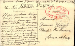 1916  C P  Cachet Ovale Rouge " HOPITAL AUXILLIAIRE N° 202 à LAGNY  Envoyée à CERESTE 04 - Storia Postale