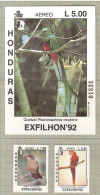 Honduras 1992, Bird, Birds, Set Of 2v + M/S, MNH** - Papegaaien, Parkieten