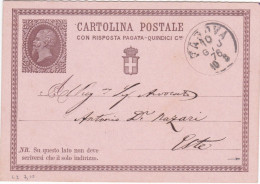 REGNO - ITALIA - PADOVA - INTERO POSTALE  CON RISPOSTA PAGATA - C. 15 - VIAGGIATA PER ESTE - PADOVA -1876 - Postwaardestukken