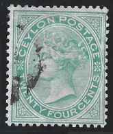 CEYLON 1872 QV 24C SC#68 GREEN USED STAMP 18EB0028 - Ceylan (...-1947)