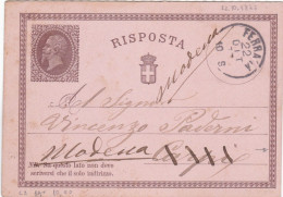 REGNO - ITALIA - FERRARA- INTERO POSTALE  - RISPOSTA  - C. 15 - VIAGGIATA  - MODENA -1877 - Postwaardestukken