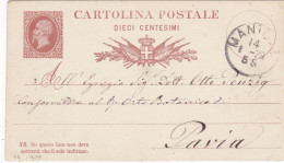 REGNO - ITALIA - MANTOVA - INTERO POSTALE - C. 10 - VIAGGIATA PER PAVIA -1879 - Postwaardestukken