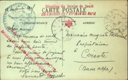 1915  C P  Griffe Rouge  " Direction Du Service De Santé De L' ARMEE DE L' AFRIQUE DU NORD " - Briefe U. Dokumente