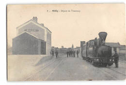 CPA 91 Milly Gare De Melun Train Tramway - Milly La Foret