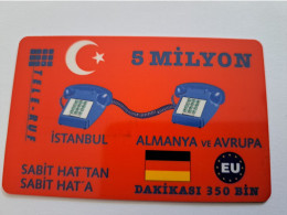 TURKEY/      NICE PREPAID / 5 MILYON/ ALMANYA VE AVRUPA 350 BIN  / MINT CARD     **17181** - Turquie