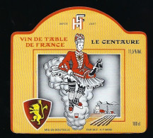 Etiquette Vin  De Table De France  "HF" Le Centaure - Red Wines