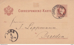 Austria Österreich AUTRICHE - Entire Letter Card Of 2 Kr 1888 Landstrasse - Dresden - Tarjetas