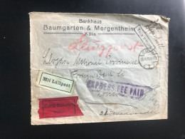 1923 Germany Koln Mit Luftpost Express Fee Paid Taxe Cover To London See Photos - Buste