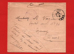 (RECTO / VERSO) DEVANT D' ENVELOPPE AVEC CACHET HOPITAL AUXILIAIRE SACRE COEUR A BOURGES LE 07/02/1917 - Storia Postale