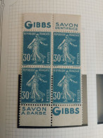 TIMBRE FRANCE TYPE SEMEUSE 192 2 PAIRE VERTICALE DE CARNET BLOC 4 NEUF** GIBBS - Nuevos