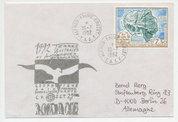 Cover / Postmark / Cachet T.A.A.F 1992 Geophysics - Penguin  - Spedizioni Artiche