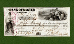 USA Check CIVIL WAR ERA Bank Of Ulster Saugerties New York 1863 VERY RARE - Valuta Della Confederazione (1861-1864)