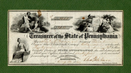 USA Check CIVIL WAR ERA Treasurer Of The State Of Pennsylvania Harrisburg 1864 - Valuta Della Confederazione (1861-1864)