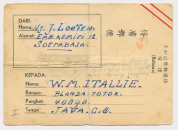 Censored POW Card Camp Soerabaja - Camp CQ Bandoeng Neth. Indies - Niederländisch-Indien