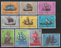 San Marino 1963 Mi 750/59 MNH - Old Sailing Ships - Unused Stamps