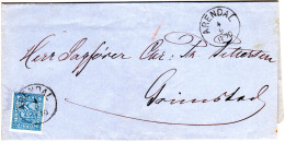 Norwegen 1870. 4 Sk. Auf Sehr Schönem Brief M. Klarem K1 Arendal - Briefe U. Dokumente