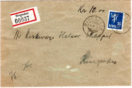 Norwegen 1935, EF 30 öre Auf Orts Wert-Brief V. Ringsaker - Storia Postale