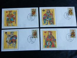 1973 1695 1696 1697 & 1698 FDC's Zijde/soie  ( Genappe )  : " Cards " - 1971-1980