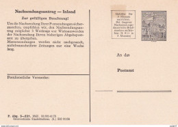 Austria Österreich GANZSACHE ENTIER NEUF -Nachsendungsantrag INLAND - Cartes Postales