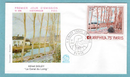 FDC France 1974 - Arphila 75 - Canal Du Loing De A. Sisley - YT 1812 - Paris - 1970-1979