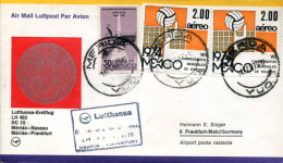 X1609 Mexico, Circuled Cover 1975 From Merida Mexico To Germany With 2x Stamps World Volleyball Champ. - Pallavolo