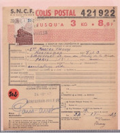 Un Timbre N° 208   3 F   Colis Postal  Postaux   Expéditeur :  Montauban      Emballage Vide  1943  Destination Paris - Covers & Documents