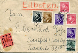 X1613 Germany Reich/cechy A Morava,Express Cover Circuled Eilboten  From Praha 4.12.1942 To Saafeld - Covers & Documents