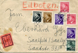 X1613 Germany Reich/cechy A Morava,Express Cover Circuled Eilboten  From Praha 4.12.1942 To Saafeld - Brieven En Documenten