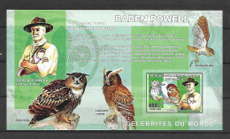 Congo 2006 Scouting - Birds - Owls - BADEN POWELL IMPERFORATE MS MNH - Uilen