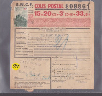 Timbre N° 210   4,7  Vert Foncé Et Rouge  &  N ° 177  1 F Brun  Vin Blanc Rivesaltes Colis Postaux Postal 1943 - Covers & Documents