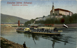 Tetschen - Kettenbrücke Und Schloss - Böhmen Und Mähren