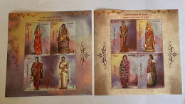 BRIDAL COSTUMES OF INDIA, MINT MINIATURE SHEETS - Unused Stamps